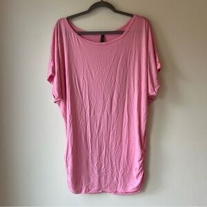 Made by Johnny Pink Dolman Sleeve Tunic Top Women’s XL Ruched Modal Stretch